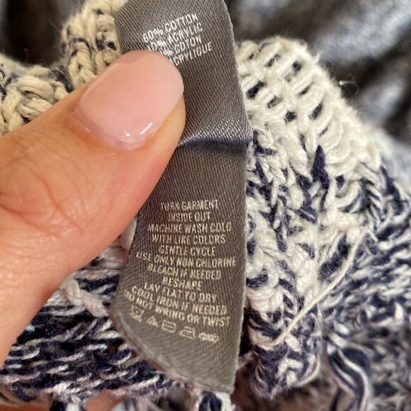 Aerie-blue and white open cardigan with fringe- Size medium - Picture 13 of 13